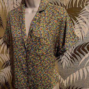 PrAna  Floral Blouse ~ Tiny Flower Print / Sz S 6 - 8